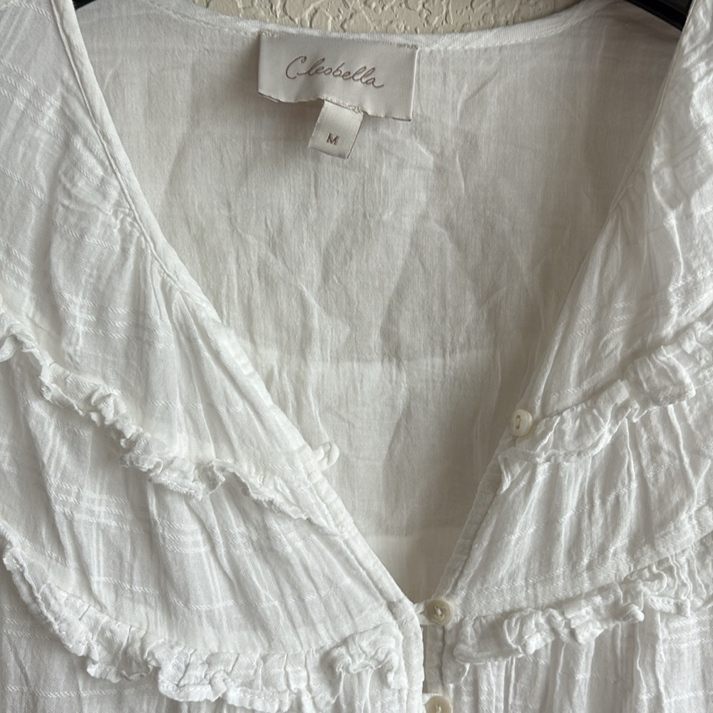 White Ruffled Button-Down Dress - image 4